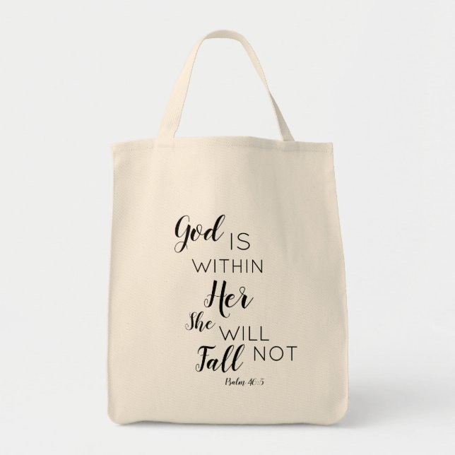 God Is Within Her She Will Not Fall Tote Bag (Front)
