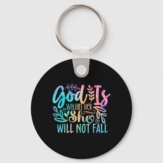 God Is Within Not Bible Verse Quote Religious Keychain (Front)