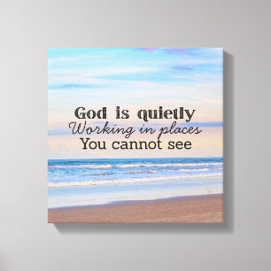 God is working Christian typography Biblical Canvas Print