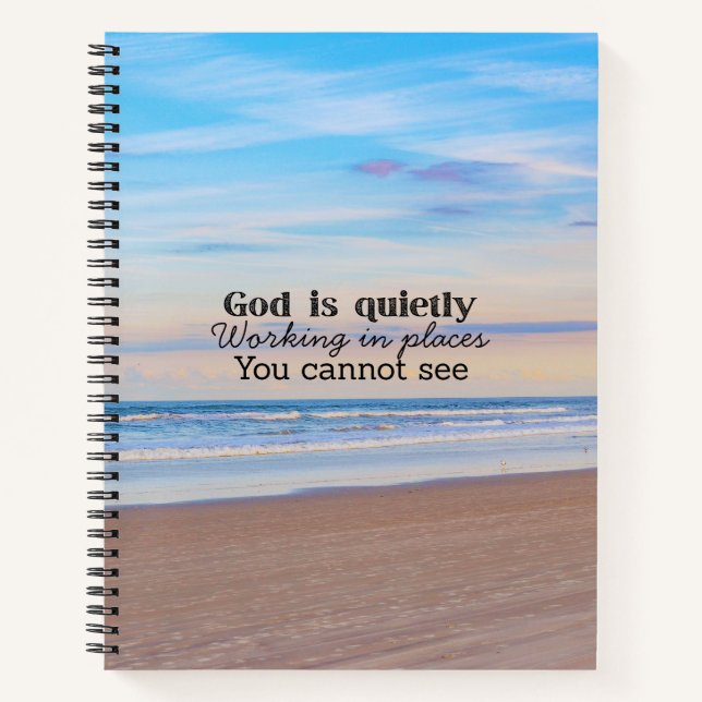 God is working Christian typography Biblical  Notebook (Front)