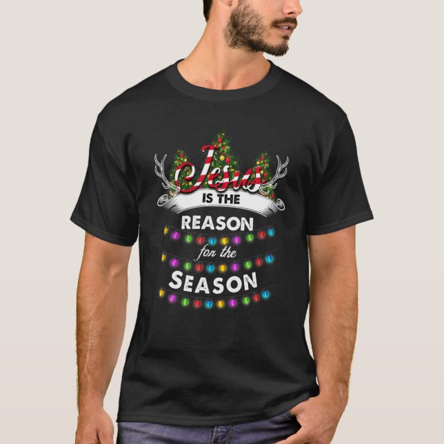 God Jesus The Reason Season Christmas Stocking Stu T-Shirt (Front)