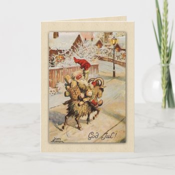 God Jul | Christmas  Goat |  Sweden Nyström Holiday Card by WhimsicalArtwork at Zazzle