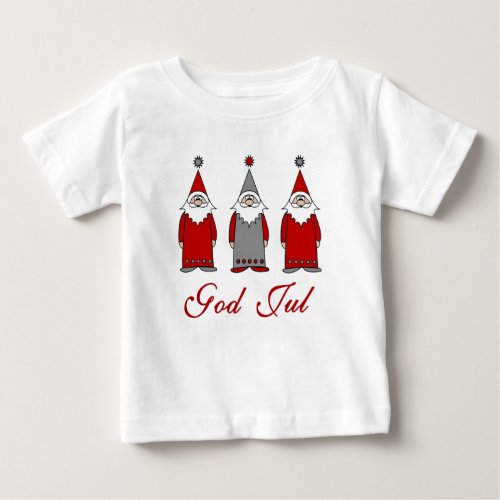 God Jul  Cute Funny Tomten Norwegian Christmas Baby T_Shirt