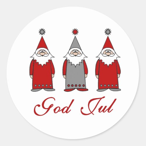 God Jul  Cute Funny Tomten Norwegian Christmas Classic Round Sticker