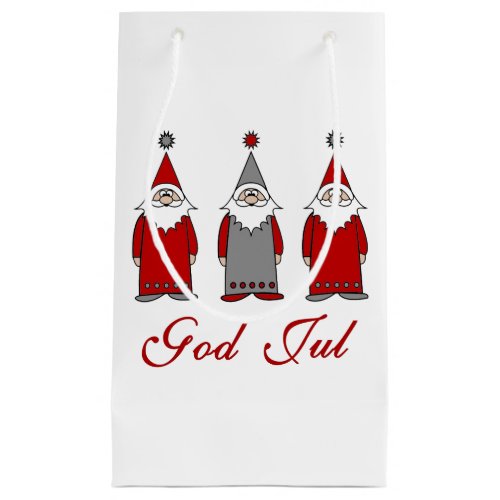 God Jul  Cute Funny Tomten Norwegian Christmas Small Gift Bag