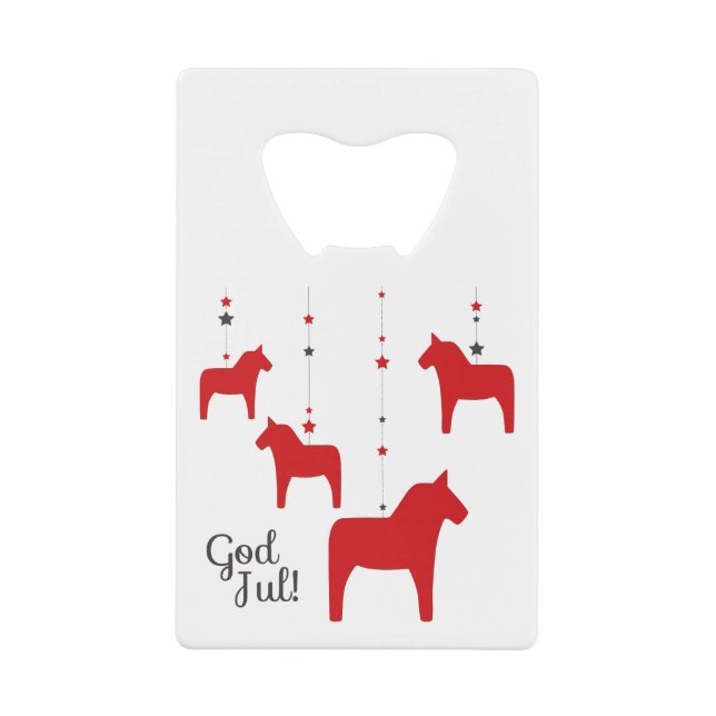 God jul! Dala Horse  Credit Card Bottle Opener (Front)