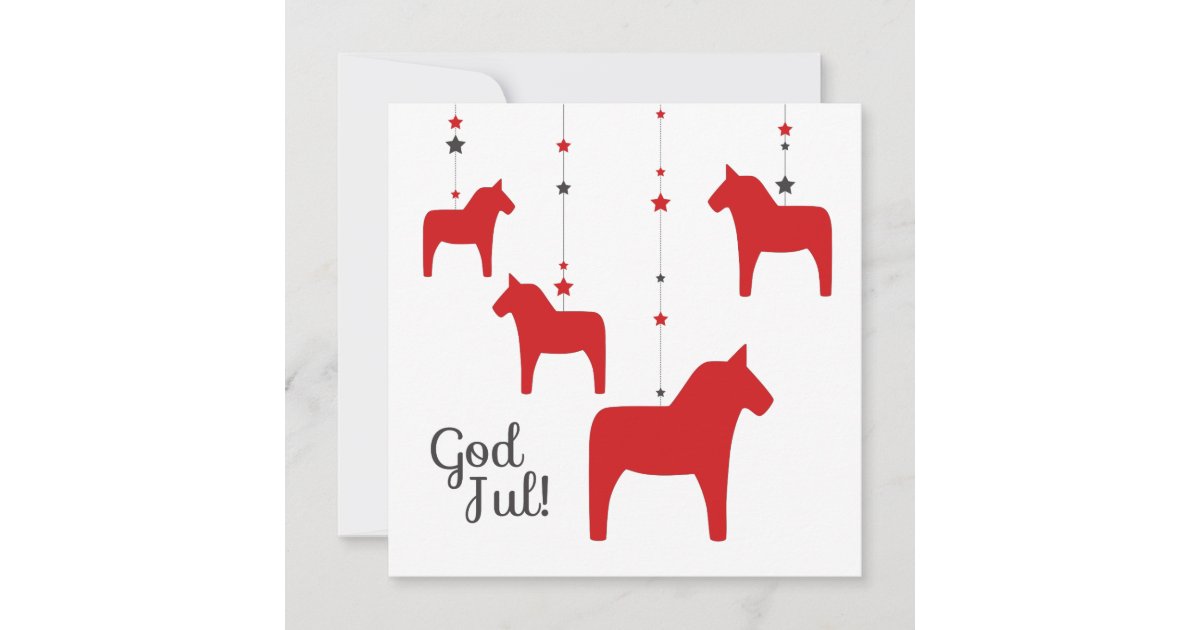 God Jul! Dala Horse Greeting Card | Zazzle