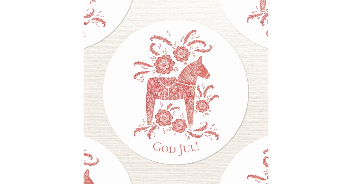 God Jul Dala Horse Red Holidays Classic Round Sticker | Zazzle