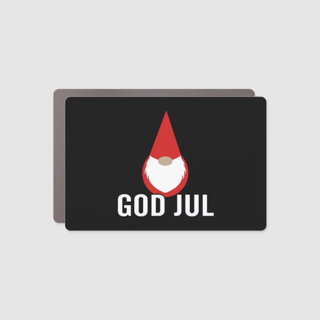God Jul Gnome Tomte Merry Christmas Car Magnet (Front)