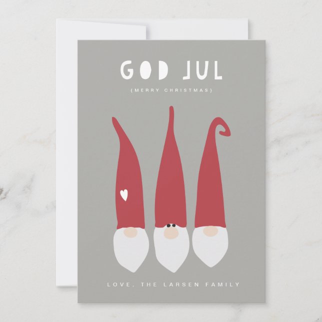God Jul Gnomes Holiday Card (Front)