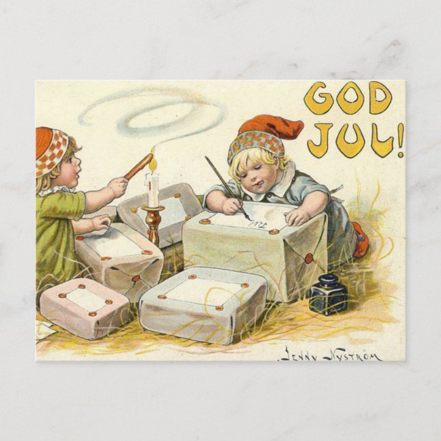 God Jul Happy Christmas! by Jenny Nystrom Postcard (Front)