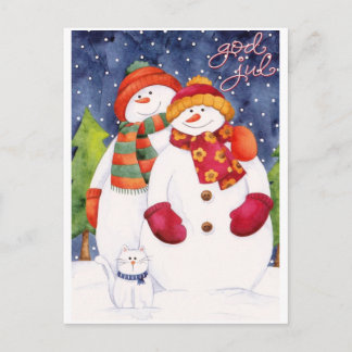 God Jul / Happy Christmas Holiday Postcard