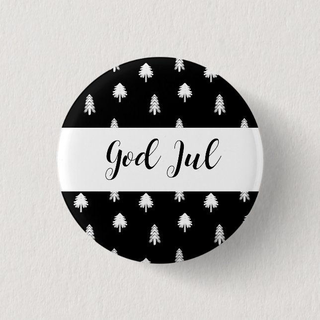 God Jul Merry Christmas Scandinavian pattern gift Button (Front)