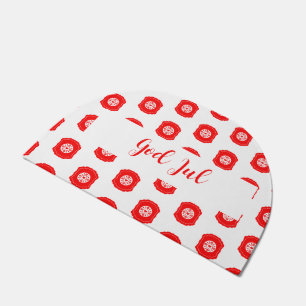 God Jul Merry Christmas Scandinavian pattern gift Doormat