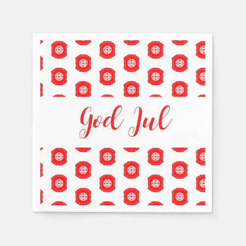 God Jul Merry Christmas Scandinavian pattern gift Napkins