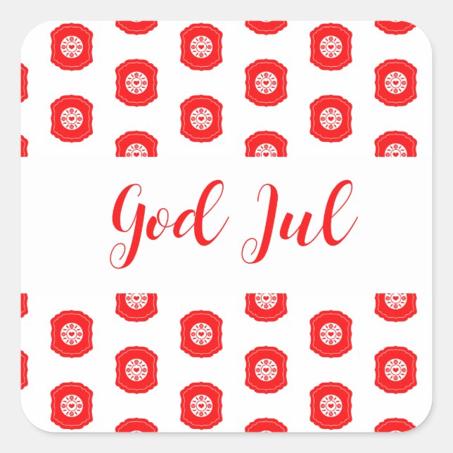 God Jul Merry Christmas Scandinavian pattern gift Square Sticker (Front)