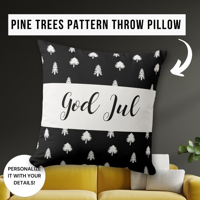 God Jul Merry Christmas Scandinavian pattern gift Throw Pillow (Creator Uploaded)