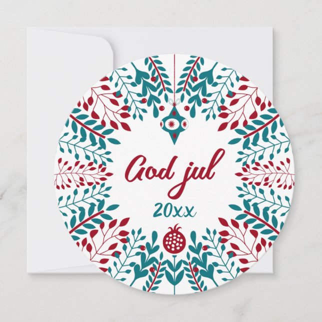 God jul, Norwegian Christmas Greeting Holiday Card (Front)