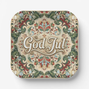 God Jul Norwegian Norway Christmas Paper Cups Plates