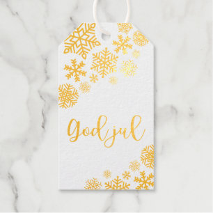 God Jul, Norwegian & Swedish Merry Christmas Foil Gift Tags