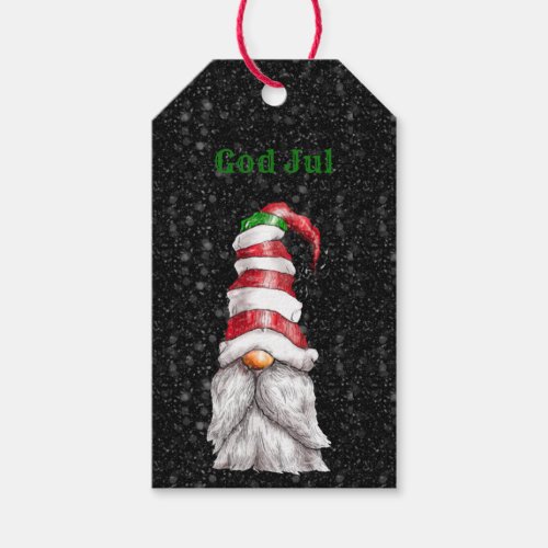 God Jul Red Gnome  Gift Tags