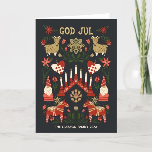 God Jul Scandi Christmas Family Holiday Card