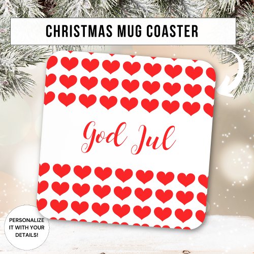 God Jul Scandinavian Christmas gift for friend mom Beverage Coaster