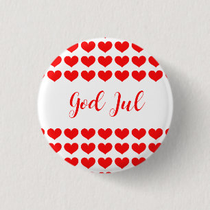 God Jul Scandinavian Christmas gift volunteer  Button