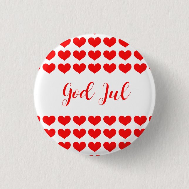 God Jul Scandinavian Christmas gift volunteer  Button (Front)