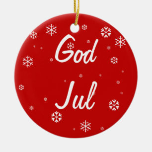 God Jul Snowflakes Ceramic Ornament