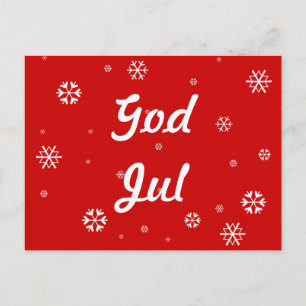 God Jul Snowflakes Postcard