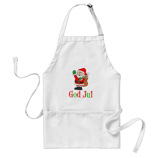 God Jul Swedish Christmas Santa Adult Apron (Front)