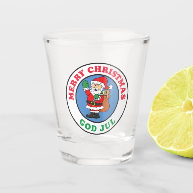 God Jul Swedish Christmas Santa Shot Glass (Front)
