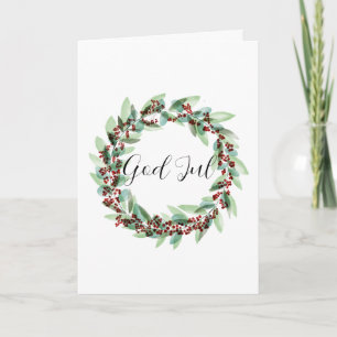 God Jul, Swedish Christmas Wreath Holiday Card