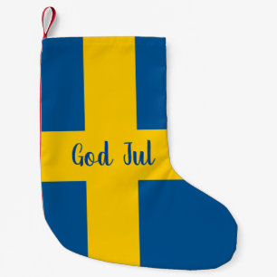 God Jul Swedish flag of Sweden Christmas stocking