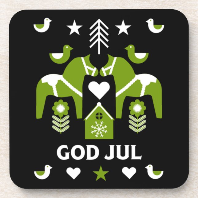 God Jul Swedish Folk Art      Beverage Coaster (Front)