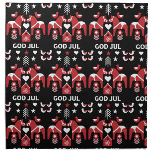 God Jul Swedish Folk Art Cloth Napkin