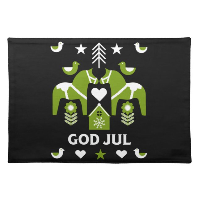 God Jul Swedish Folk Art      Cloth Placemat (Front)