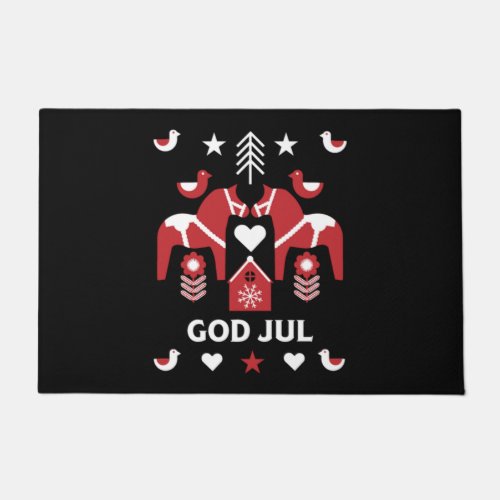 God Jul Swedish Folk Art   Doormat