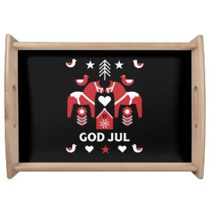 God Jul Swedish Folk Art Serving Tray