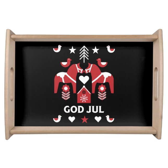 God Jul Swedish Folk Art    Serving Tray (Front)
