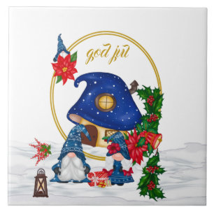 God Jul Swedish Gnomes Ceramic Tile