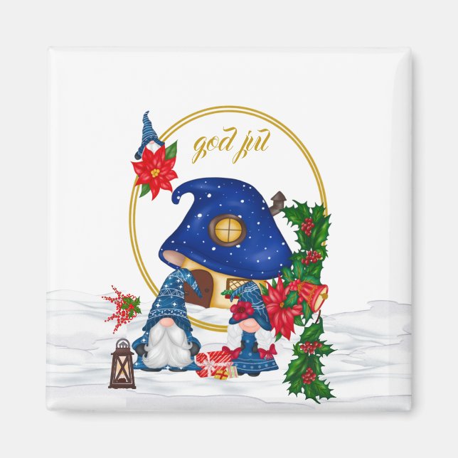 God Jul Swedish Gnomes  Magnet (Front)