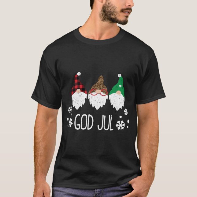God Jul Swedish Merry Christmas Norwegian Cute Gno T-Shirt (Front)