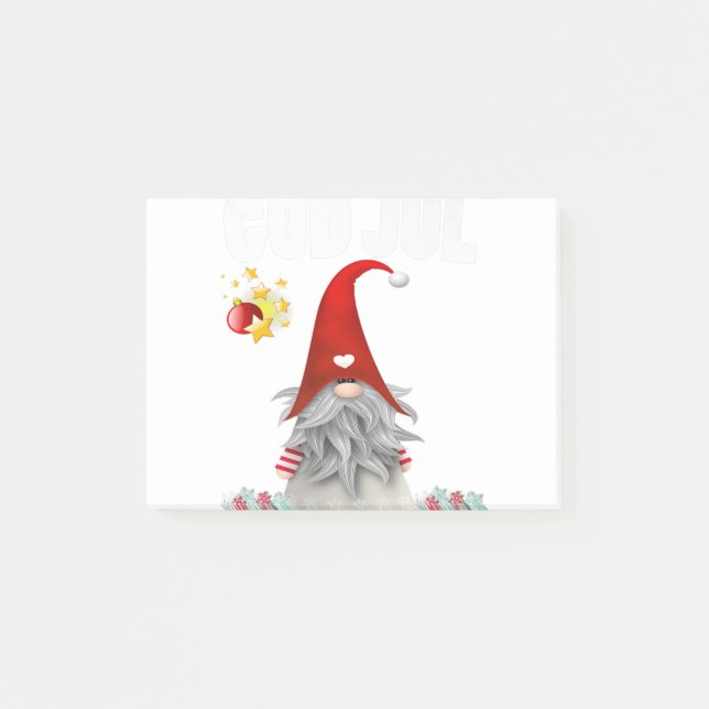 God jul swedish merry christmas sweden tomte gnome post-it notes (Front)