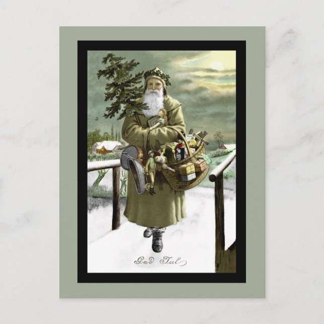 God Jul Swedish Santa Holiday Postcard (Front)