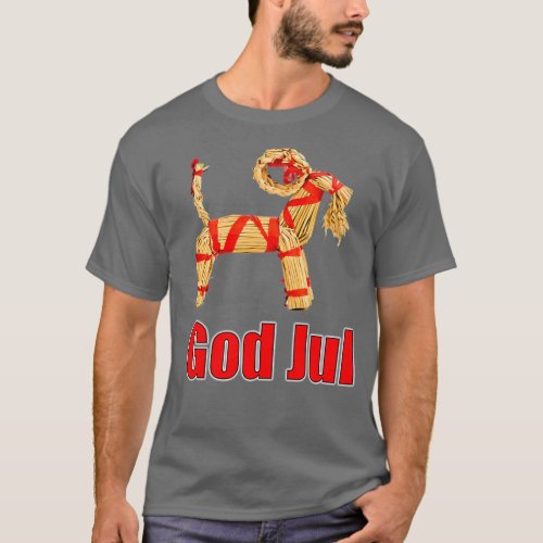 God Jul Swedish Straw Goat Merry Christmas Scandin T_Shirt