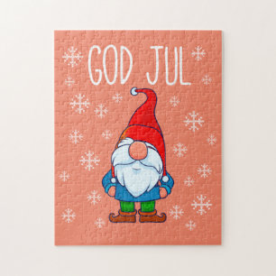 God Jul, Swedish Tomte Gnome, Scandinavian Merry Jigsaw Puzzle