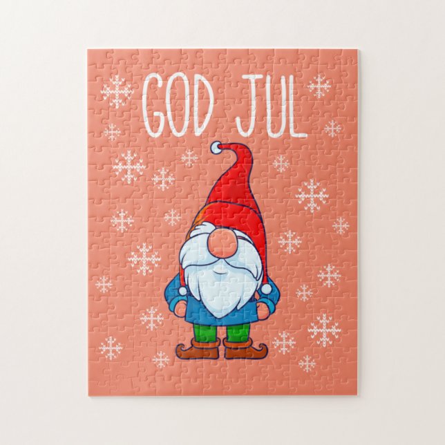 God Jul, Swedish Tomte Gnome, Scandinavian Merry Jigsaw Puzzle (Vertical)
