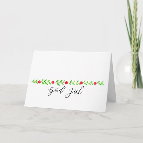 God Jul Swedish watercolor Christmas banner Holiday Card